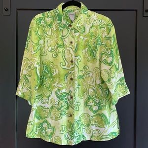 Chico's Green Linen shirt Chico's size 1